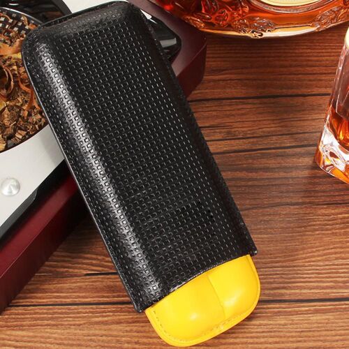 Étui à cigares en cuir de luxe, poche Portable, 2 supports de tubes, boîte d'humidification de voyage, rangement de cigares, accessoires avec boîte-cadeau