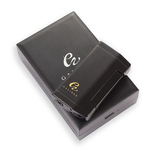 Galiner-Allume-cigare en métal avec poinçon, coupe-vent, portable, gaz butane, 2 jets de torche, illables, quotidiens, flamme