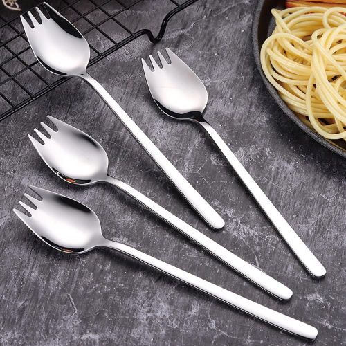 Cuillère À Salade À Long Manche, Fourchette À Dessert Réutilisable, Vaisselle De Pique-Nique Cuillères Spork Acier 19*3.5cm Extérieur Or D4g3