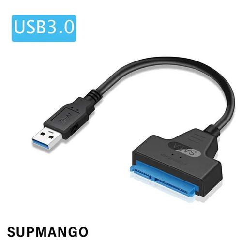 Câble SATA vers pour disque dur externe HDD SSD 2.5 pouces,adaptateur SATA 3 22 broches USB 3.0 vers SMirette jusqu'à 6 Gbp - Type R3 USB 3.0 Noir