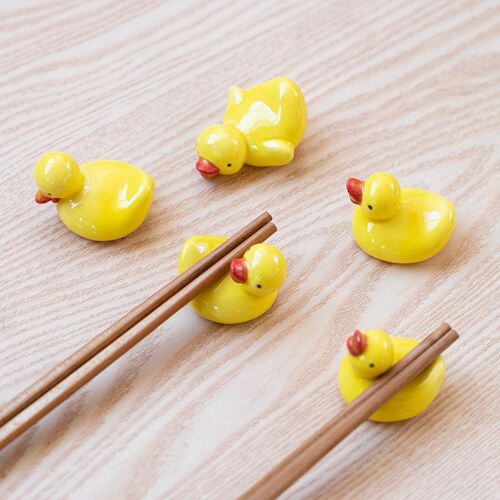 Ensemble De Porte-Baguettes En Céramique, Canard Mignon, Couteau, Cuillère, Fourchette, Porte-Ustensiles De Cuisine, Décor De Table À Manger T1, Articles De Cuisine, 5 Pièces