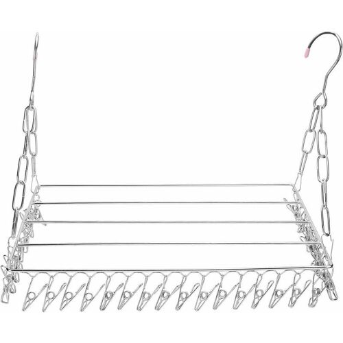 Etendoir Chaussette, Cintre de séchage en Acier Inoxydable avec 36 Clips à L¿épreuve du Vent Étendoir à Linge à Suspendre pour Chaussettes, sous-vêtements, Vêtements,Serviettes (36 Clip) goodnice
