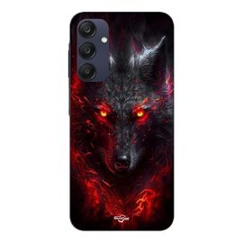 Coque Pour Samsung galaxy A25 Loup noir feu rouge Maniacase