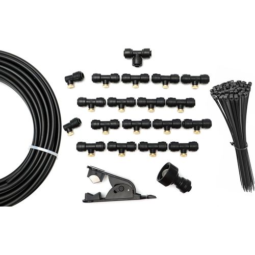 SUPERFOG - Système de brumisation domestique pour rafraîchir patio ou jardin. Avec 18 buses ou points de refroidissement, Noir, SF3051