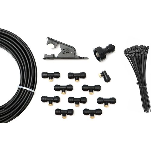 SUPERFOG - Système de brumisation domestique avec programmateur. Pour rafraîchir patio ou jardin. Avec 10 buses ou points de refroidissement. Si votre jardin est un enfer, ce produit est la solution.
