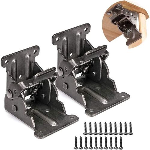 2pcs Charnières Autobloquantes, Support Pliable Raccords de Jambe, Accolade de Coin pour les Pieds Pliants Établi Pliant, avec 20pcs de Vis goodnice