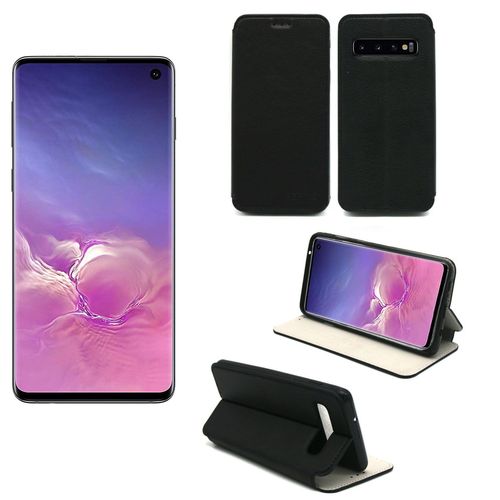 Etui Luxe Samsung Galaxy S10 4g Noir Ultra Slim Cuir Pu Avec Stand - Housse Coque De Protection Galaxy S10 Smartphone 2019 - Accessoires Pochette Cover Xeptio Case
