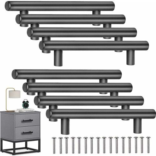 Shao hua 8 PCS T- Bar Bâton Cuisine Porte Poignées Tire Avec Vis(200MM), Acier Inoxydable Poignee de Meuble Espacement des Trous 128 mm, pour d'armoire Cuisine, le noir goodnice