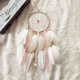 Attrape-rêves pour filles, ornements de plumes, rubans en dentelle, plumes enveloppées, décor de chambre pour filles