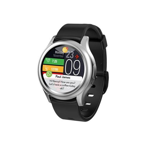 MyKronoz ZeRound3 - Argent - Montre connectée avec bracelet - noir - affichage 1.2" - Bluetooth - 57 g
