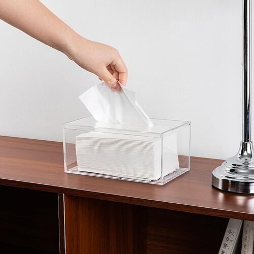 Boîte de rangement pour serviettes en papier, durable, facile à recharger, transparente, 03/utilisation
