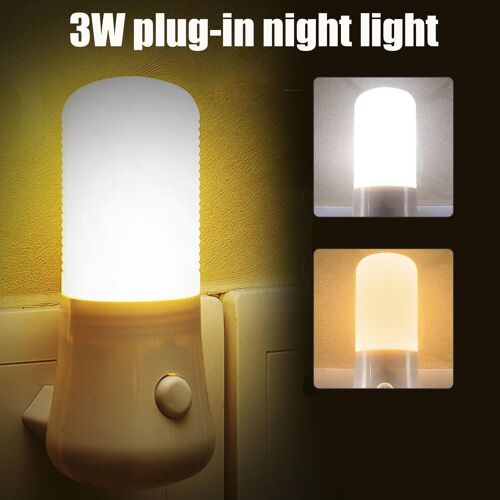 Applique Murale Led 3w À Brancher Manuellement, Interrupteur Pour Chambre À Coucher, Luminosité Nocturne, Allumage/Extinction, Éclairage D'intérieur, E9i2