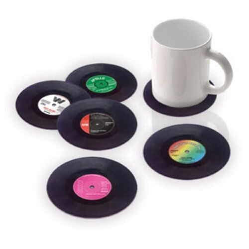 Dessous De Verre En Vinyle Rétro Cowijk, Disque, Tasse, Café, Degré De Chaleur, Clics, Tasse, Polymères, Napperon De Table, Porte-Boissons