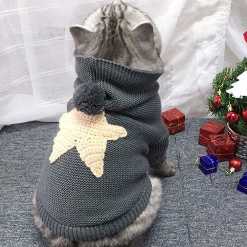 Cat Sweater Winter Keep Warm Cat Vest Hoodie Cat Clothes High Collar Knitted Hoodies Katten Coat Kedi Clothing Sweatshirt Outfit
