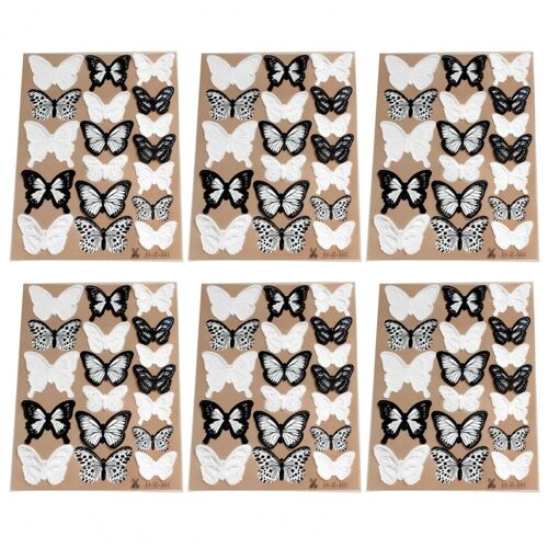 Autocollant mural 3D en forme de papillon creux, 90 pièces, décoration de mariage noir et blanc, décor de salon, décalcomanie, bricolage