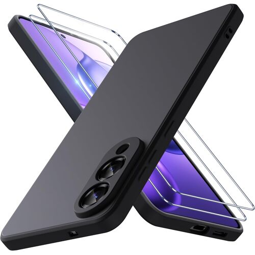 Coque Pour Samsung Galaxy S25 Edge Silicone Noir + 2 Verres Trempes Little Boutik©