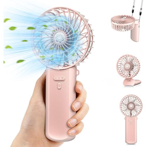 KALANKA-Mini Ventilateur Portable Ventilateur USB Silencieux, Petit Ventilateur Pliable Mini Ventilateur de Bureau avec 4 Vitesses Couvercle Amovible Pour Maison Bureau Voyage Extérieur - Rose