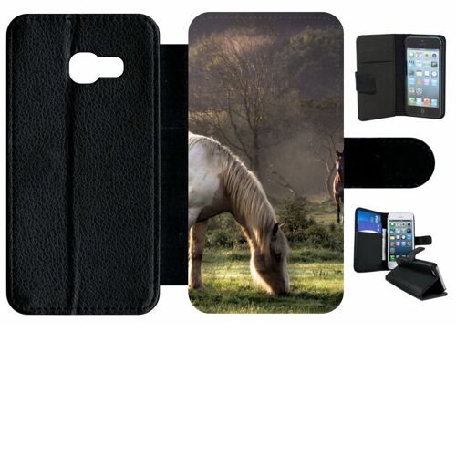 Etui À Rabat Galaxy A3 (2017) - Chevaux - Simili-Cuir - Noir