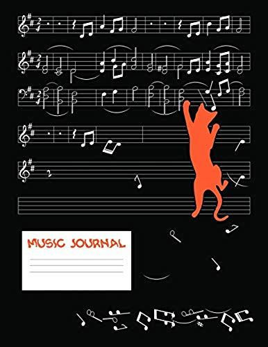 Music Journal: Blank Music Sheet Notebook - Feline Climbing Staffs