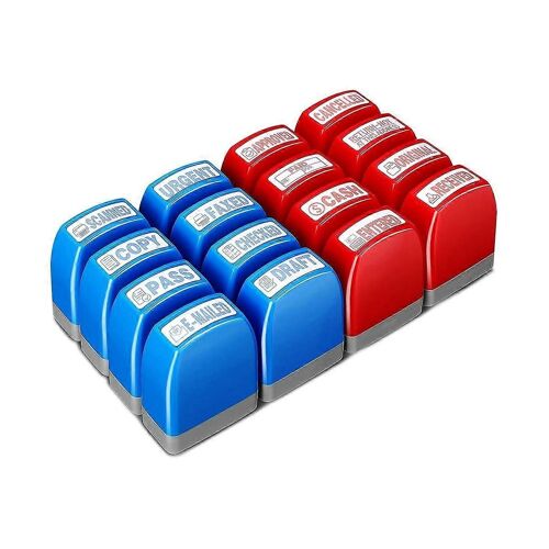 16 Pcs Auto-Encrage Tampon En Caoutchouc Ensemble Pour Timbres De Bureau Approuvé Payé Copie Faxed Numérisé Timbres Messa