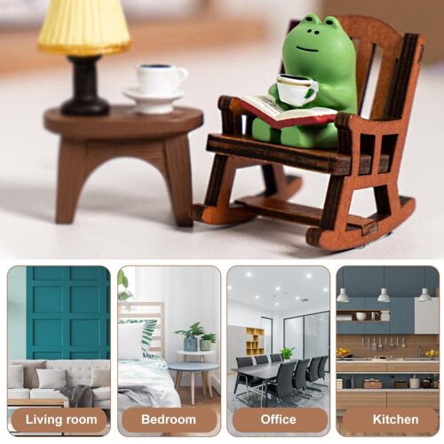 Figurines de grenouille miniatures compactes, grenouille mignonne non décolorée avec livre, statue de grenouille en résine de café, bureau, décoration de chambre à coucher, fournitures pour la maison,