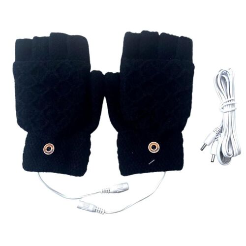 Gants métropolitains électriques convertibles, chauffage 2 côtés, mitaines sans doigts, coupe-vent pour le cyclisme, l'équitation de ski, USB