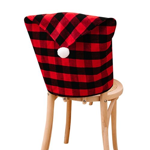 Housses de chaise de Noël avec motif à carreaux de buffle, couvre-chaise, chapeau arrière, fête de Noël, décoration de salle à manger, siège