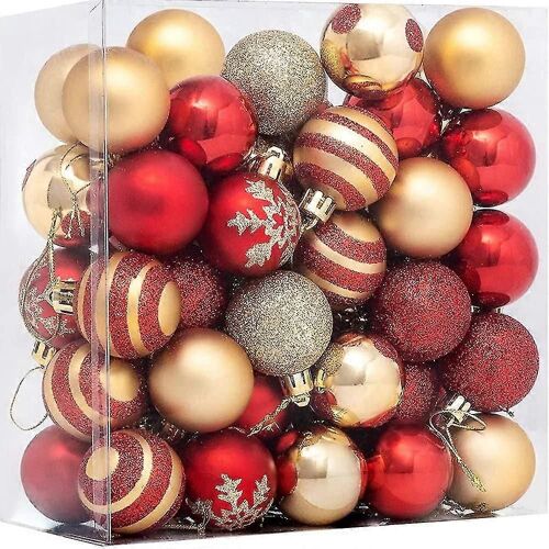 Boules de Noël, lot de 50 boules de Noël rouges, boules de Noël or rose, petites boules de Noël avec cordon