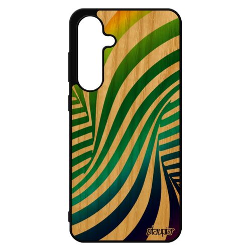Coque Bois Pour Samsung S24 Fe Silicone Illusion D'optique Graphique 3d Souple Dessin Tourbillon Arc En Ciel Etui Magique De Pour Galaxy