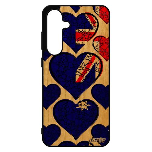 Coque Bois Pour S24 Fe Silicone Drapeau Australie Australien Foot Case Housse Rigide Motif Coeur Jo Pour Samsung Galaxy
