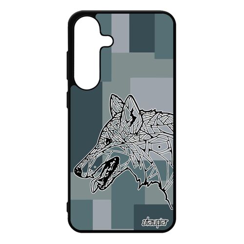 Coque Pour Samsung S25+ Plus En Silicone Loup Telephone Gris Ethnique Hiver Tribal De Protection Animal Portable Smartphone Dessin Pour Galaxy