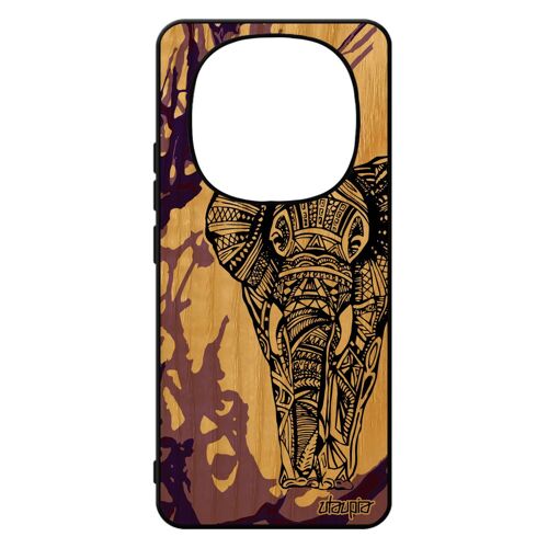 Coque Elephant Redmi Note 14 Pro/14 Pro+ Plus 5g Bois Silicone Fantaisie Azteque Animal Case 4g Motif D'asie Violet Sagesse Pour Xiaomi