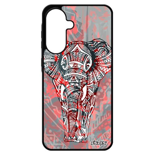 Coque Pour Samsung A56 5g En Silicone Elephant Dessin D'afrique Solide Azteque Plume Animal Rigide Pastel De Protection Noir Pour Galaxy