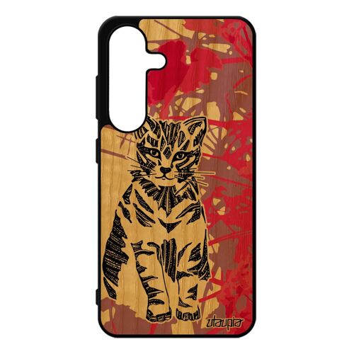 Coque Silicone Chat Antichoc Pour Samsung S25 Bois Rose Tribal Nature Personnalis¿ Telephone Dessin Fille Petit Unique Tigr¿ Pour Galaxy