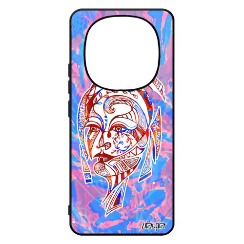 Coque Pour Redmi Note 14 Pro/14 Pro+ Plus 5g Silicone Femme Gel Plume Housse Antichoc Fille Portrait Ethnique Bleu Fleur De Pour Xiaomi