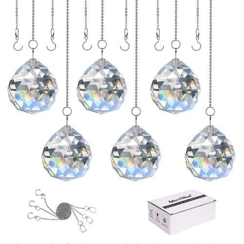 Cristal Sun Catcher 40mm 6pcs Cristal Prisme Boule Cristal Pendentif Décoratif Pour La Photographie Jardin Fenêtre Décoration