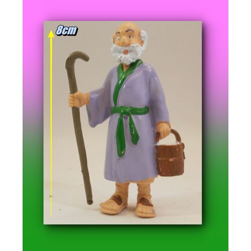 Figurine Vieux Berger Avec Pot De Lait Et Canne De Marche - 8cm