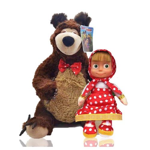 Classic Early Learning Animation Martha And The Bear Doll Martha Masa Girl With Bearbear Plush Toy Jouets Pour Enfants Cadeaux De Noël