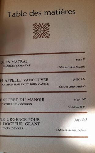 Jules Matrat, 714 Appelle Vancouver, Le Secret Du Manoir, Une Urgence Pour Le Docteur Grant. Les Meilleurs Histoires Condenses Sélection Reader's Digest