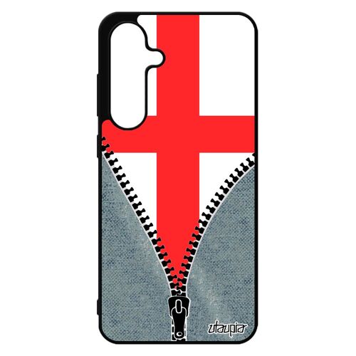 Coque Silicone Pour Galaxy S24 Fe Drapeau Angleterre Anglais Noir Smartphone Royaume Unis Basket Foot Euro Coupe D'europe Jeans Pour Samsung