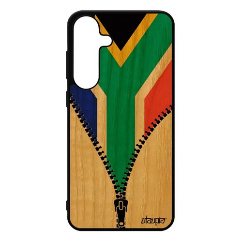 Coque Pour Galaxy S25+ Plus Bois Naturel Silicone Drapeau Afrique Du Sud Africain Jo Portable Foot Can Basket 4g Pour Samsung