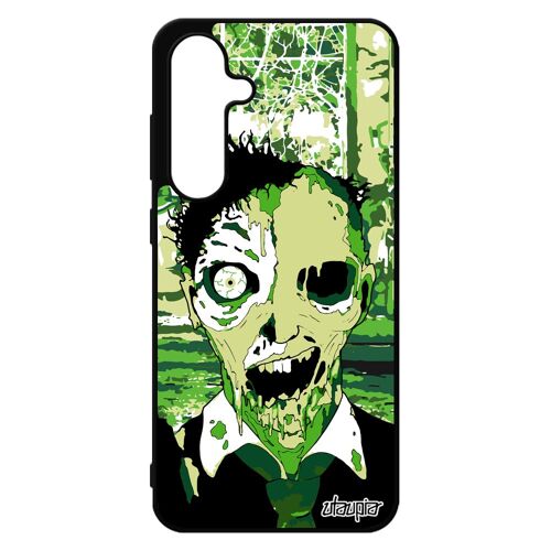 Coque Zombie Pour Samsung S24 Fe Silicone Unique Immeuble Noir Ville Rigide Metal Effrayant Mort Vivant Ruine Vert Halloween De Pour Galaxy