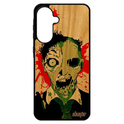 Coque Pour Pour Samsung Galaxy A56 5g En Bois Silicone Mort Vivant Pas Cher Vert Antichoc De Protection Epouvante Tache De Sang Spectre