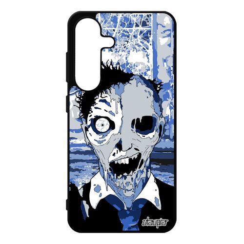 Coque Pour Samsung S25 Silicone Zombie Immeuble Bleu Dessin Ruine Epouvante Souple Telephone Fantome Fin Du Monde Mobile Horreur Pour Galaxy