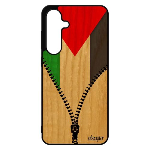 Coque Pour Samsung S24 Fe Bois Silicone Drapeau Palestine Palestinien Basket Case Foot Jo Rigide Football Motif De Pour Galaxy
