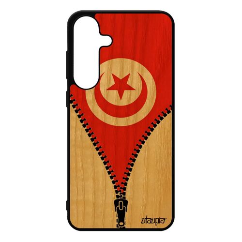 Coque Pour Samsung Galaxy S25+ Plus En Bois Silicone Drapeau Tunisie Tunisien 4g Souple Basket Jo Foot Etui Portable Caoutchouc Football