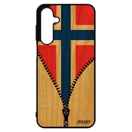 Coque Pour Samsung Galaxy A16 4g 5g Bois Silicone Drapeau Norvege Norvegien Portable Jo Football Noir Euro Coupe Du Monde