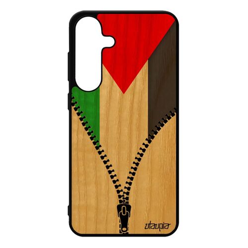 Coque Drapeau Palestine Palestinien Pour Samsung S25+ Plus Bois Silicone 4g Jo Foot Basket Tpu Football Noir Pour Galaxy