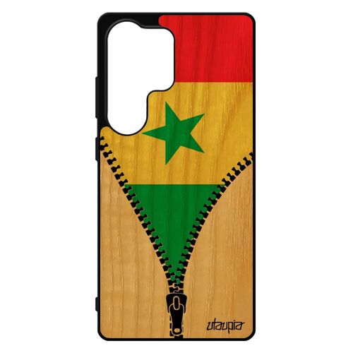 Coque Rigide S25 Ultra En Bois Silicone Drapeau Senegal Senegalais Housse Coupe D'afrique Telephone Basket Portable Pour Samsung Galaxy