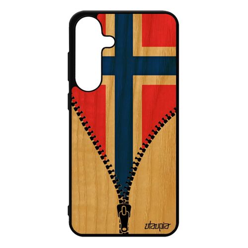 Coque En Bois Drapeau Norvege Norvegien S25+ Plus Silicone Basket Noir Coupe Du Monde Euro Foot 4g Jo Made In France Pour Samsung Galaxy